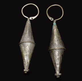 19th to Early 20th Century Silver Earrings from Saudi Arabia Bedouin