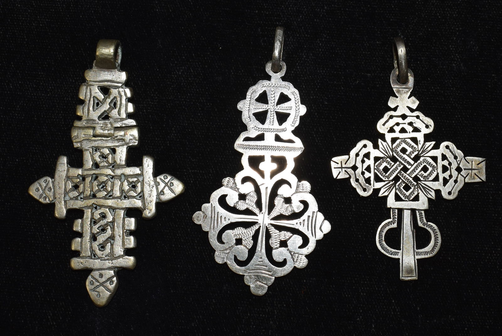 3 Ethiopian Vintage Silver Cross Coptic Pendants (1 of 3)