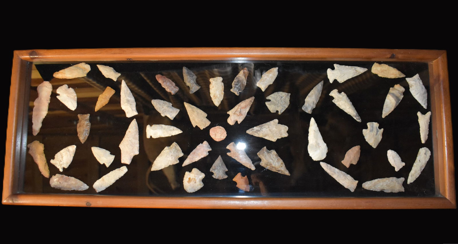 Frame of 45+ Arrowheads Found by Tony Rickerson in Pulaski County, Missouri (1 of 6)