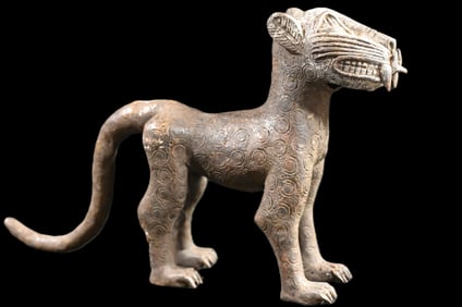 Mid Century or Older African Benin Bronze Royal Leopard - African Tribal Art