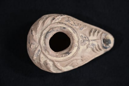 Holy Land Terracotta Oil Lamp Circa 500-700 AD.