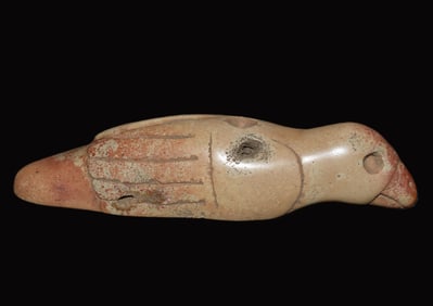 Ornithomorphic Ohio Pipestone Boatstone Gorget Made by Donnie Lemmons - 1970's Vintage Folk Art