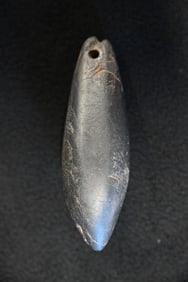 3 3/4" Drilled Hematite Plummet Modern Made.