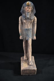 9 3/4" Sandstone Egyptian Pharaoh Statue Likely a modern replica. These statues were often placed