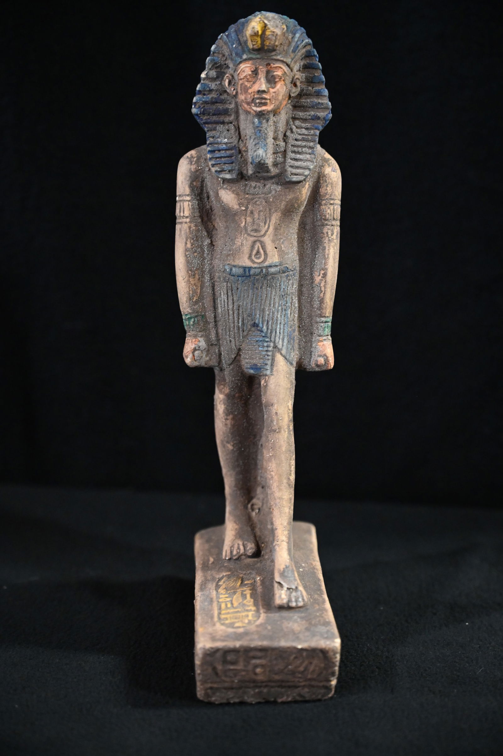 9 3/4" Sandstone Egyptian Pharaoh Statue Likely a modern replica.  These statues were often placed (1 of 7)