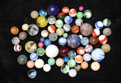Group of Old Marbles - German, Akro Agate, Cat Eyes