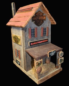 Vintage Harley Davidson Bird House - Hand Crafted Wood Decor