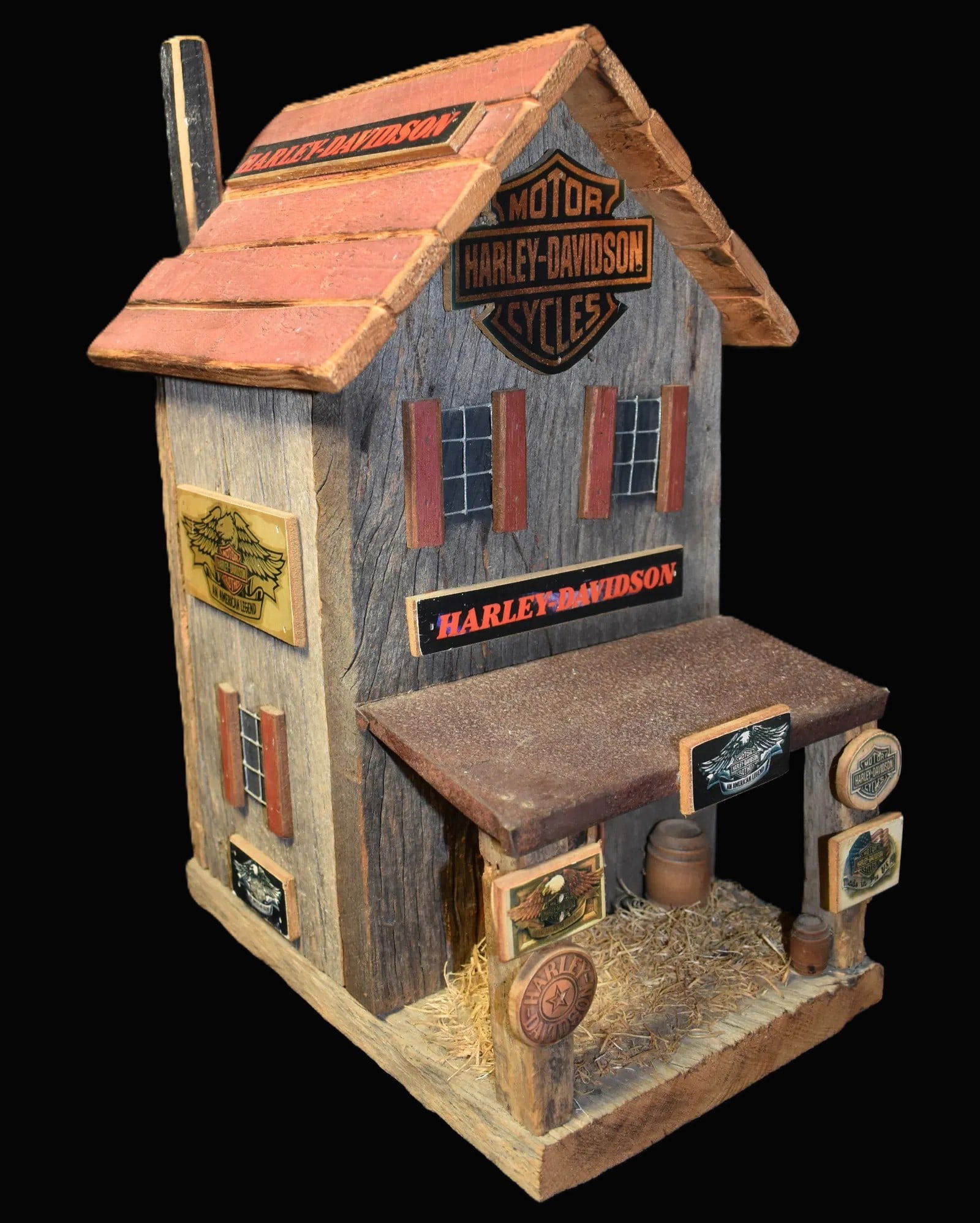 Vintage Harley Davidson Bird House - Hand Crafted Wood Decor (1 of 7)
