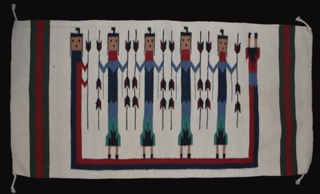 Native American Yei Rug w/ Ceremonial Dancers