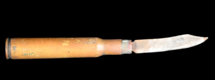 Trench Art Shell Handled Knife/Letter Opener 4 5/16" long.