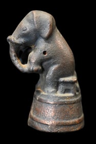 1920's A.C. Williams Elephant Sitting on a Bench Coin Bank Cast Iron.