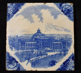 1897 Library of Congress English Delftware Tile by Wedgwood. Copyright and produced circa 1900.