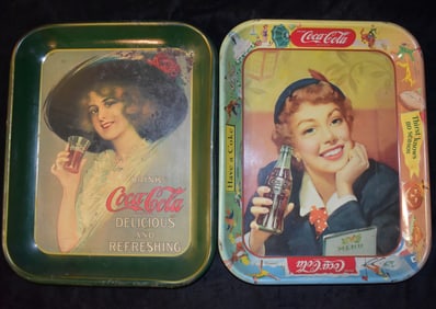 2 Vintage 1970's Coca Cola Serving Trays