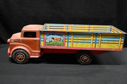 1950's Marx Lunar "Lazy Day Farms" Dairy Truck Litho Pressed Steel.
