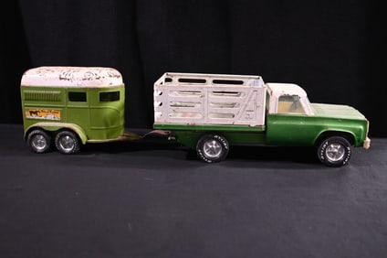 Nylint Toys Pressed Tin Truck & Sears Farms Horse Trailer 1970's.
