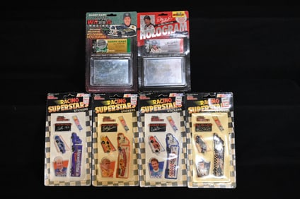 4 NASCAR 1991 Racing Superstars Stickers and 2 Hologram Cards of Dale Earnhardt 1991 and Harry Gant