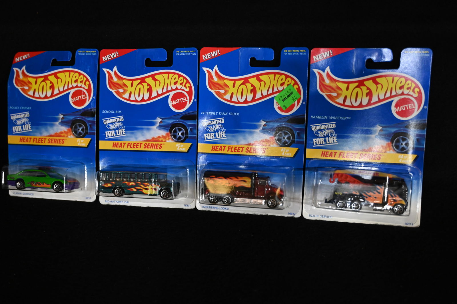 1996 Hot Wheels Heat Fleet Series Complete Set of 4.: 1996 Hot Wheels Heat Fleet Series Complete Set of 4.