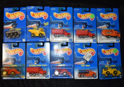 10 Vintage Mattel Hot Wheels Assortment from 1991 - New in their Original Cards