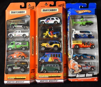 Hot Wheels & Matchbox - 5 Car Giftpacks NIB - 15 1:64 Scale Diecast Cars