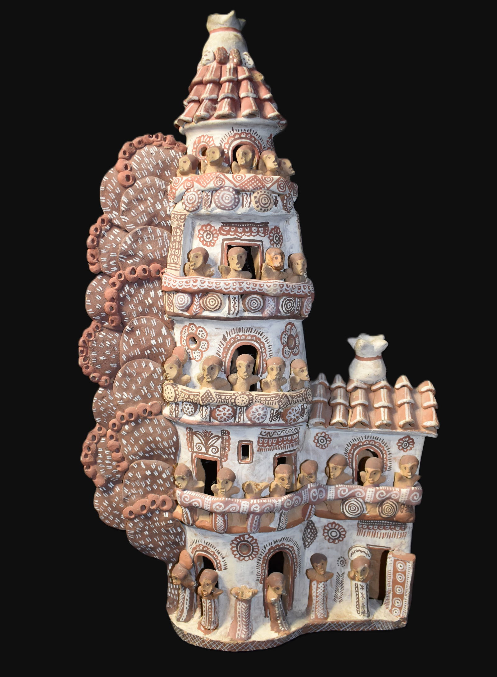 LARGE Vintage Hand Made Ornately Crafted Peruvian Church or Villa: LARGE Vintage Hand Made Ornately Crafted Peruvian Church. Made in Peru Circa 1940's. Acquired in Lima Peru by Chuck and Eileen Hoffman while teaching in the 1980's. Still in nice condition for its age