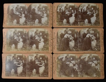 6 Victorian Era Stereoscope Cards - 1901 Keystone View Company - In Order Comedy Cards