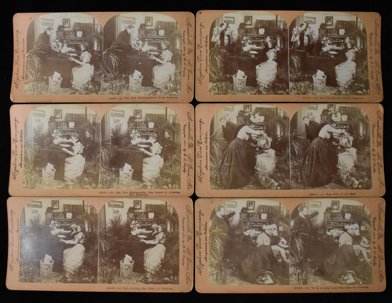 6 Victorian Era Stereoscope Cards - 1901 Keystone View Company - In Order Comedy Cards (1 of 4)