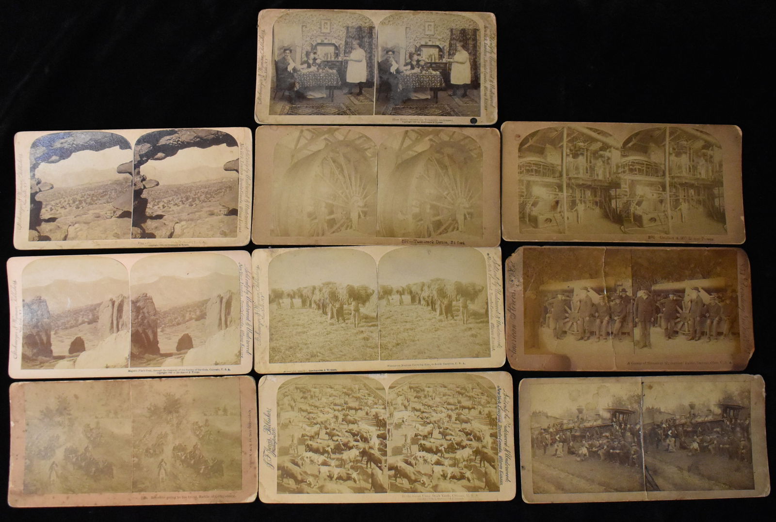 10 Victorian Era Stereoscope Cards - 1892-1898 Recruits Going to the Front Lines at Gettysburg, (1 of 6)