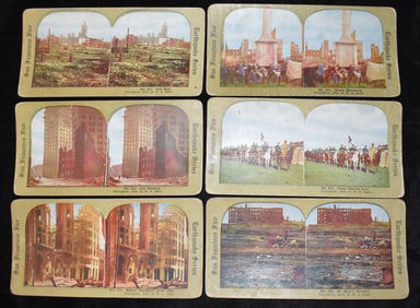 6 Victorian Era Stereoscope Cards - The San Francisco Fire Pictures 1906