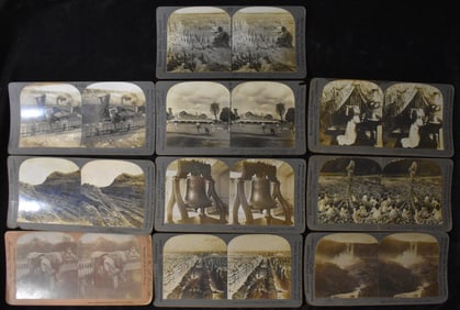 10 Victorian Era Stereoscope Cards - 1899-1901 - Every Day Life, Golfing, Children Playing