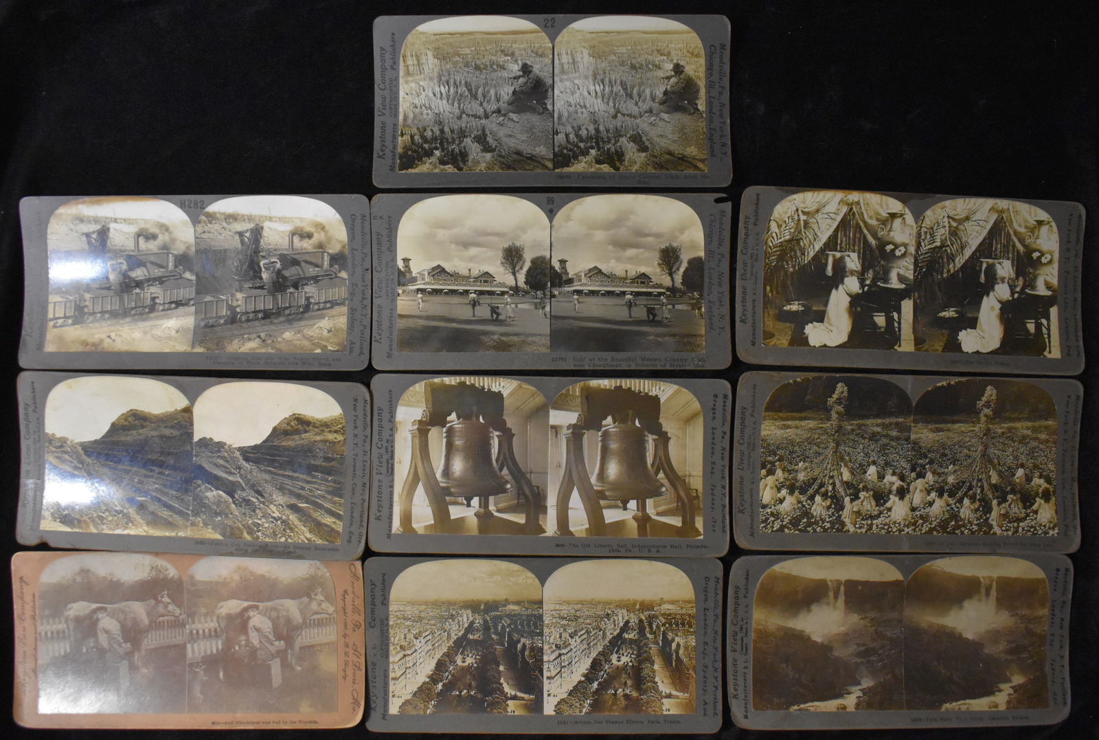 10 Victorian Era Stereoscope Cards - 1899-1901 - Every Day Life, Golfing, Children Playing (1 of 5)