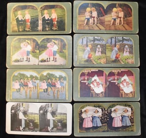 8 Victorian Era Stereoscope Viewer Cards of Children - 1898-1900 Ingersoll
