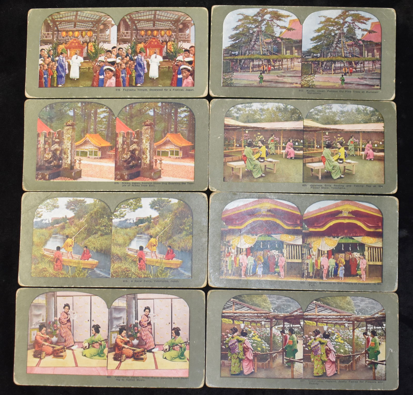 8 Stereoscope Viewer Cards (Early 20th Century) - Japanese Culture and Places (1 of 4)