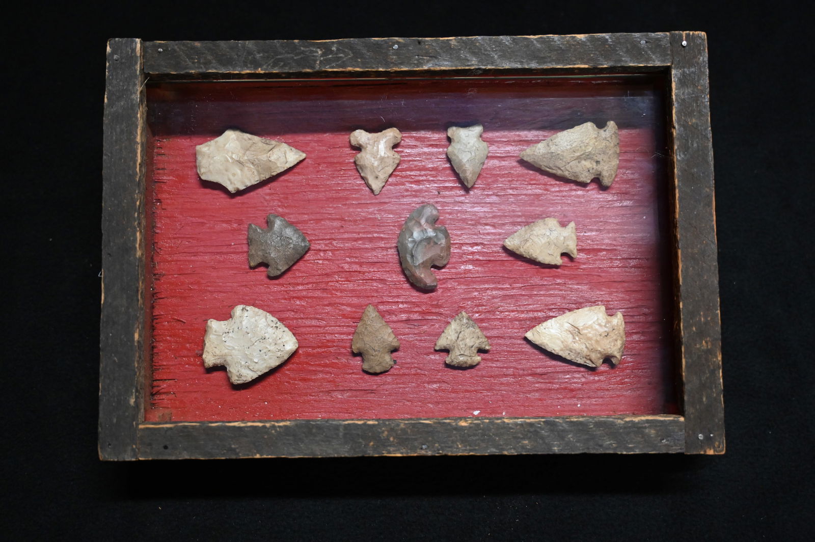 Frame of 11 Arrowheads Found in Ralls Co. Missouri. (1 of 6)