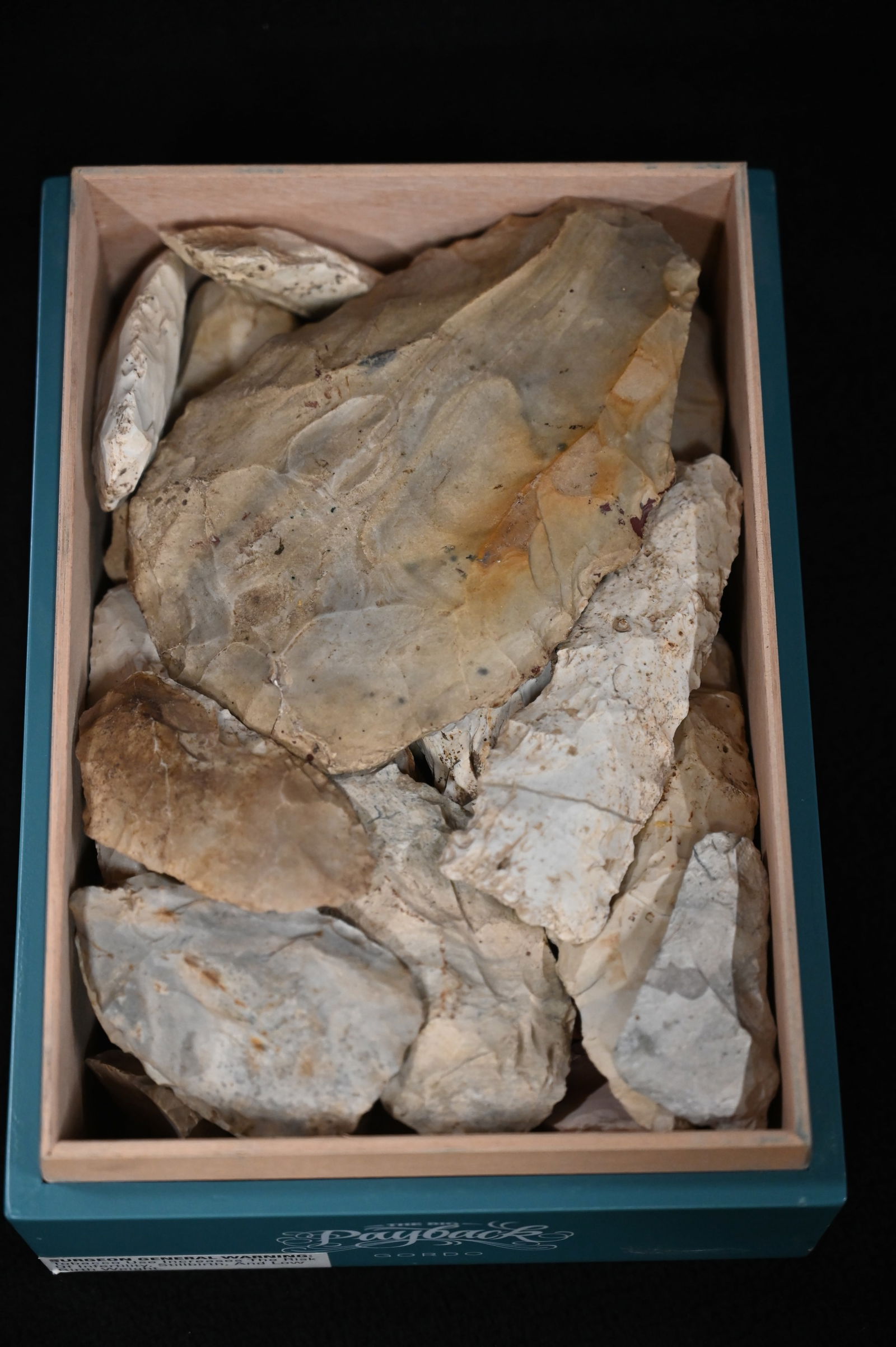 Cigar Box Full of Flint Tools Found in West Central Illinois.  Cigar Box measures 10 1/2" x 7 1/2" x (1 of 5)