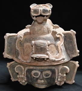 Ancient Mayan 2 Piece Incense Jar Ex: Denver Museum of Natural History.