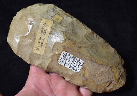 7 3/8" Mill Creek Spade found in Cami, Illinois: 7 3/8" Mill Creek Spade found in Cami, Illinois. Ex Dr. V. H. Parker & Gary Noel Collections. Sticker on it says Bennett COA so it likely had that COA at one time. Papers often get lost or tossed away