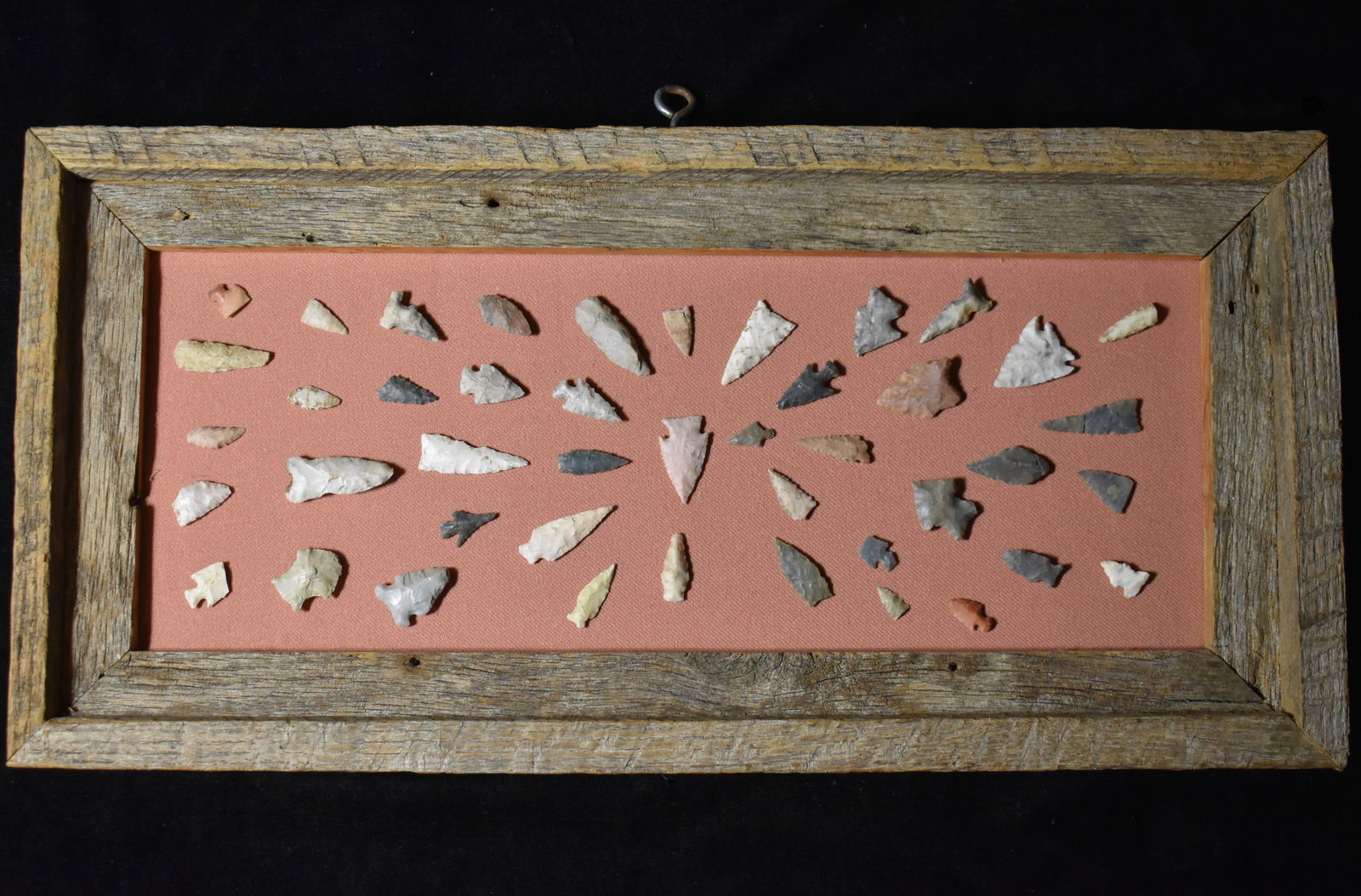 Frame of 44 Bird Points found in Barry County, Missouri by Leonard & Richard Bisby (1 of 6)