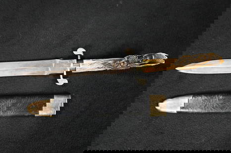 P. Ward & Co. Sheffield Grimm Reaper Exorcism 14 1/2" Dagger with B4*Any on the blade. Antler: P. Ward & Co. Sheffield Grimm Reaper Exorcism 14 1/2" Dagger with B4*Any on the blade. Antler Handle with Grimm Reaper carved in it. Blade is in great condition with guards decorated with crosses.