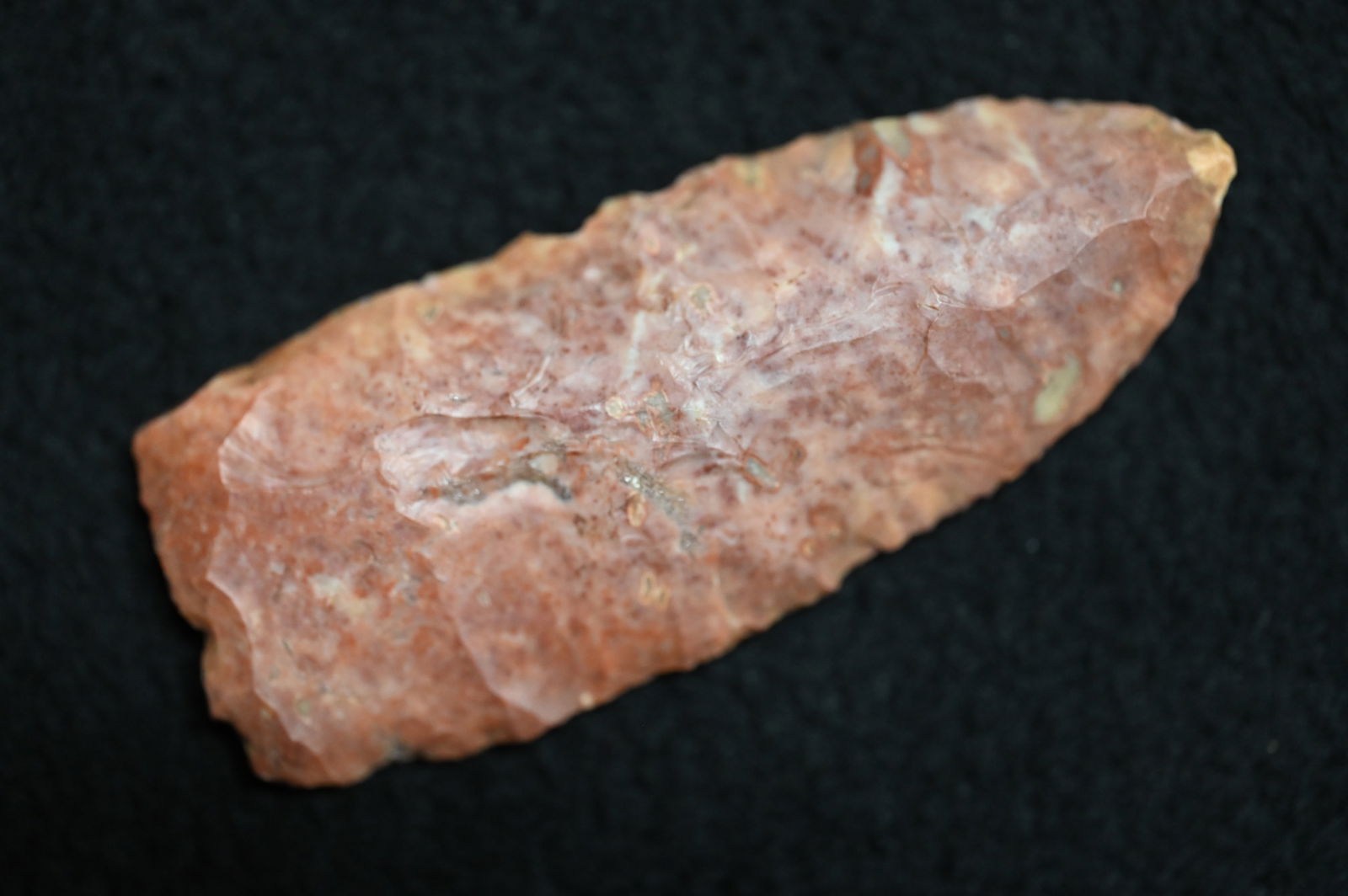 3 1/16" Colorful Red Archaic Knife Found in the IL/KY/TN area Ex: Walt McIntyre Collection. (1 of 6)
