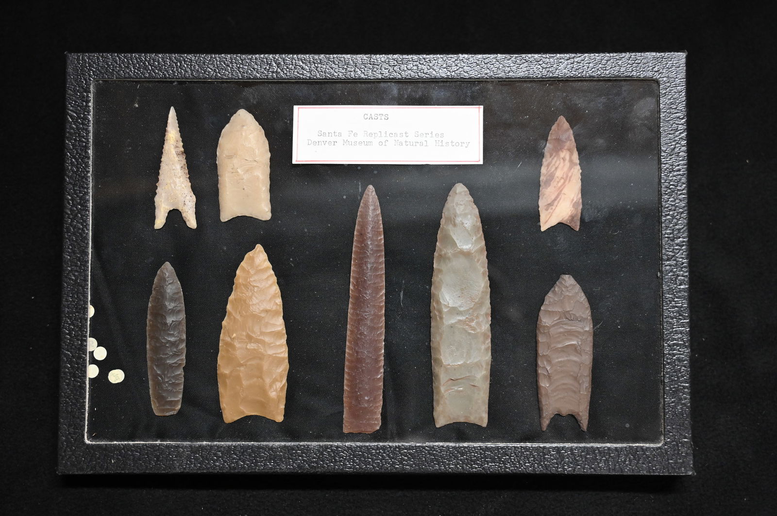 Frame of Denver Museum Replicas Santa Fe Series 8 Arrowheads 4 3/4" Longest in a 8" x 12" Frame. (1 of 7)