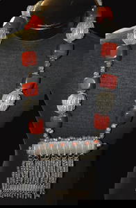 1 Pound 14 Oz Silver And Baltic Red Amber Saudi Arabian Bedouin Scroll Necklace