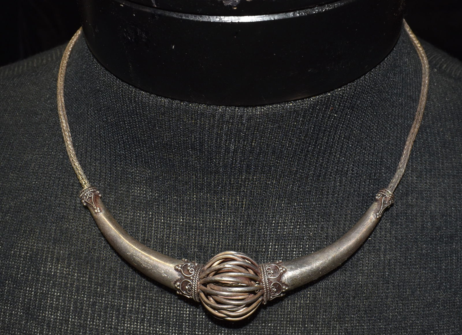 Mid Century Sri Lanka Wedding Necklace - High Silver Content 37 grams: Mid Century Sri Lanka Wedding Necklace - High silver content and weighing 37 grams. Excellent condition for its age. Collected in Hanoi, Sri Lanka midcentury by Chuck and Eileen Hoffman while serving