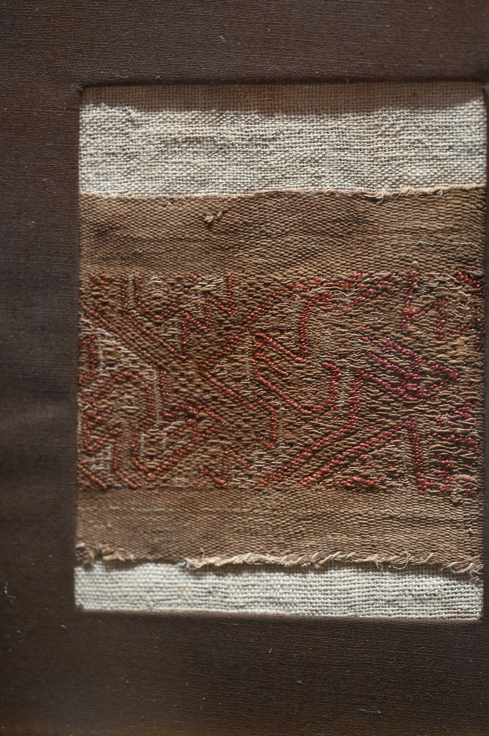 Chancay or Chimu Culture Textile Fragment From Ancient Peru.  Features Geometric patterns and is (1 of 5)