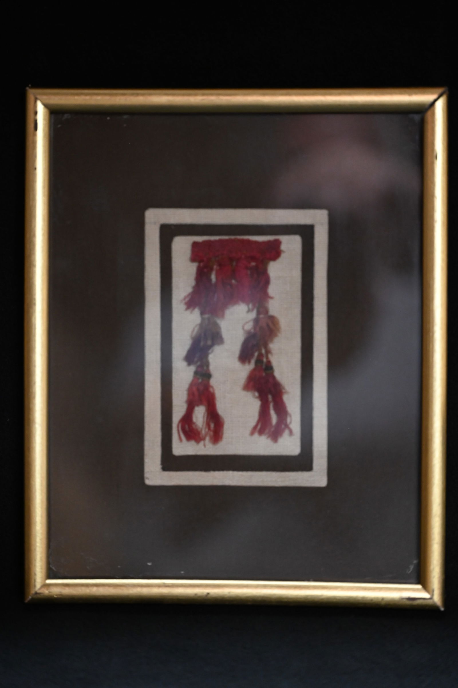 Chancay Ancient Framed Textile Fragment From Peru 1000-1470ad.  Beautiful Tassel design from a (1 of 5)