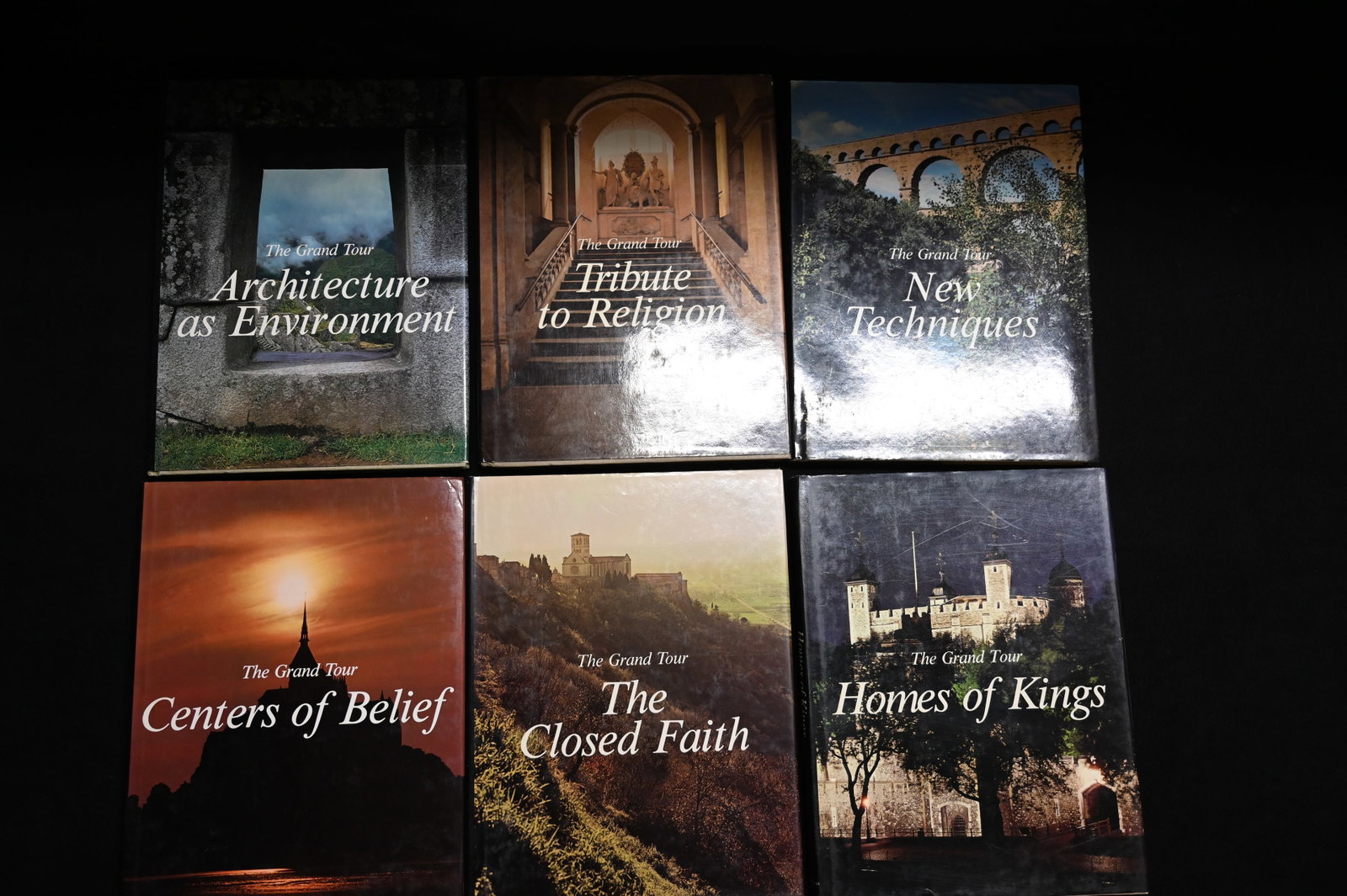 6 The Grand Tour by Flavio Conti Hardcover Books.: Includes Architecture as Environment, Tribute to Religion, New Techniques, Homes of Kings, The Closed Faith, Centers of Belief.