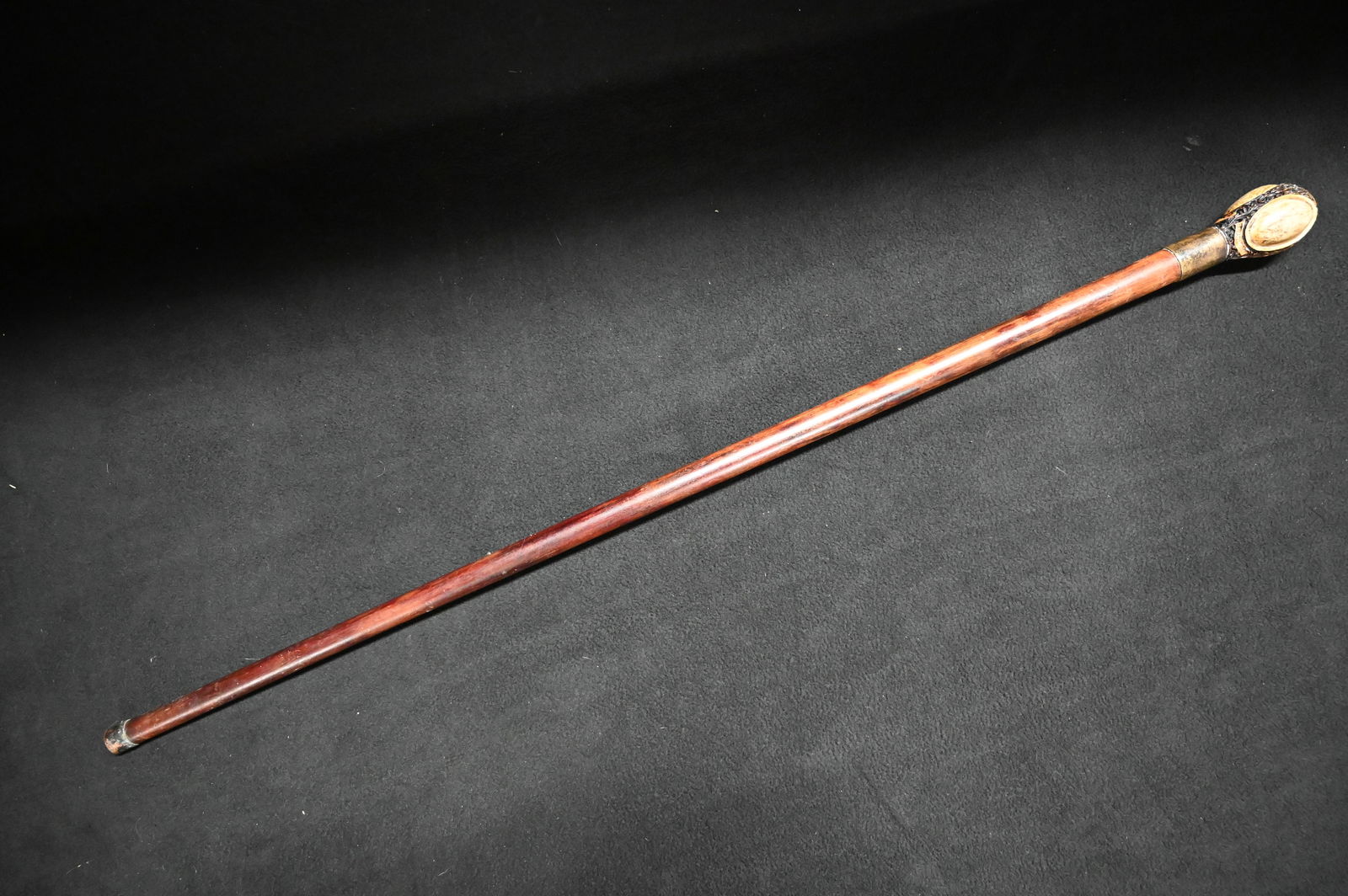36" Vintage wood cane with Egg shaped handle. (1 of 8)
