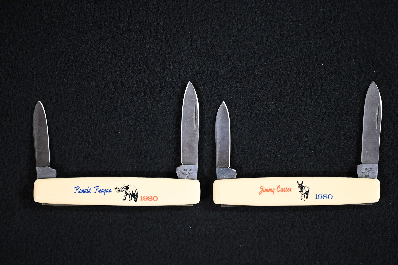 Case XX Ronald Regan & Jimmy Carter Campaign Advertisement Pocket Knives. (1 of 5)