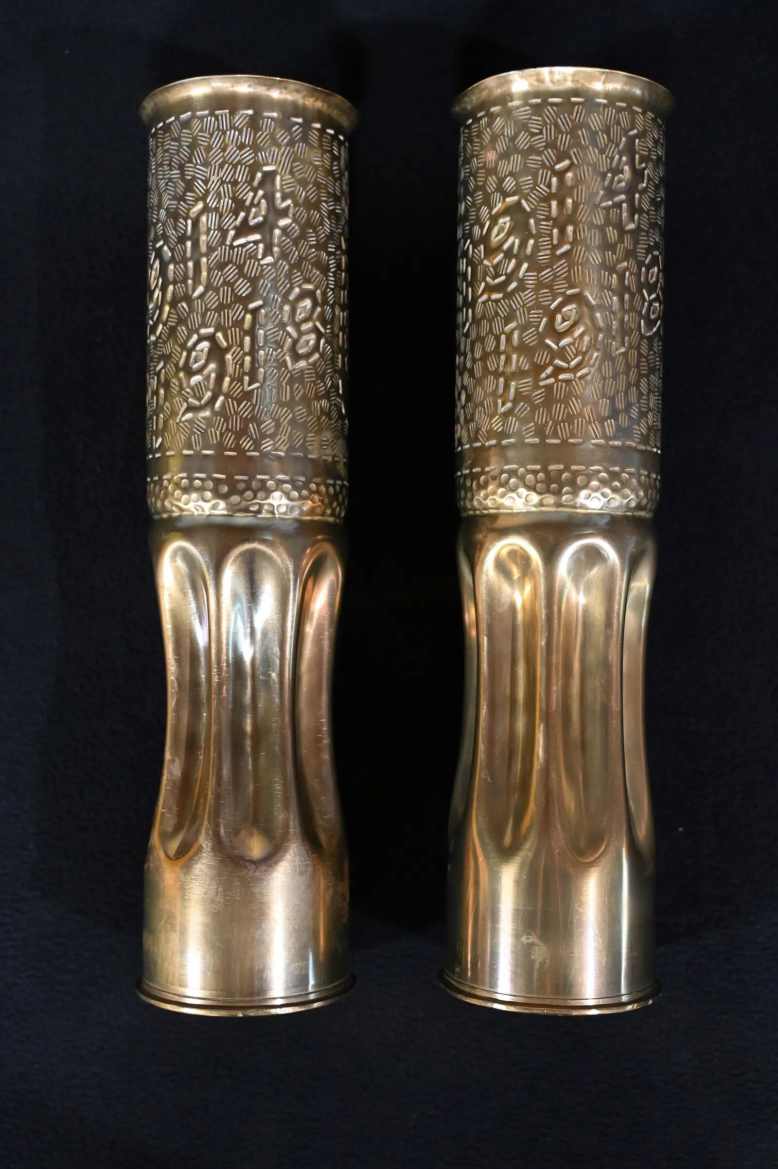 Matching Pair of World War 1 Trench Art Mortar Shells. (1 of 5)