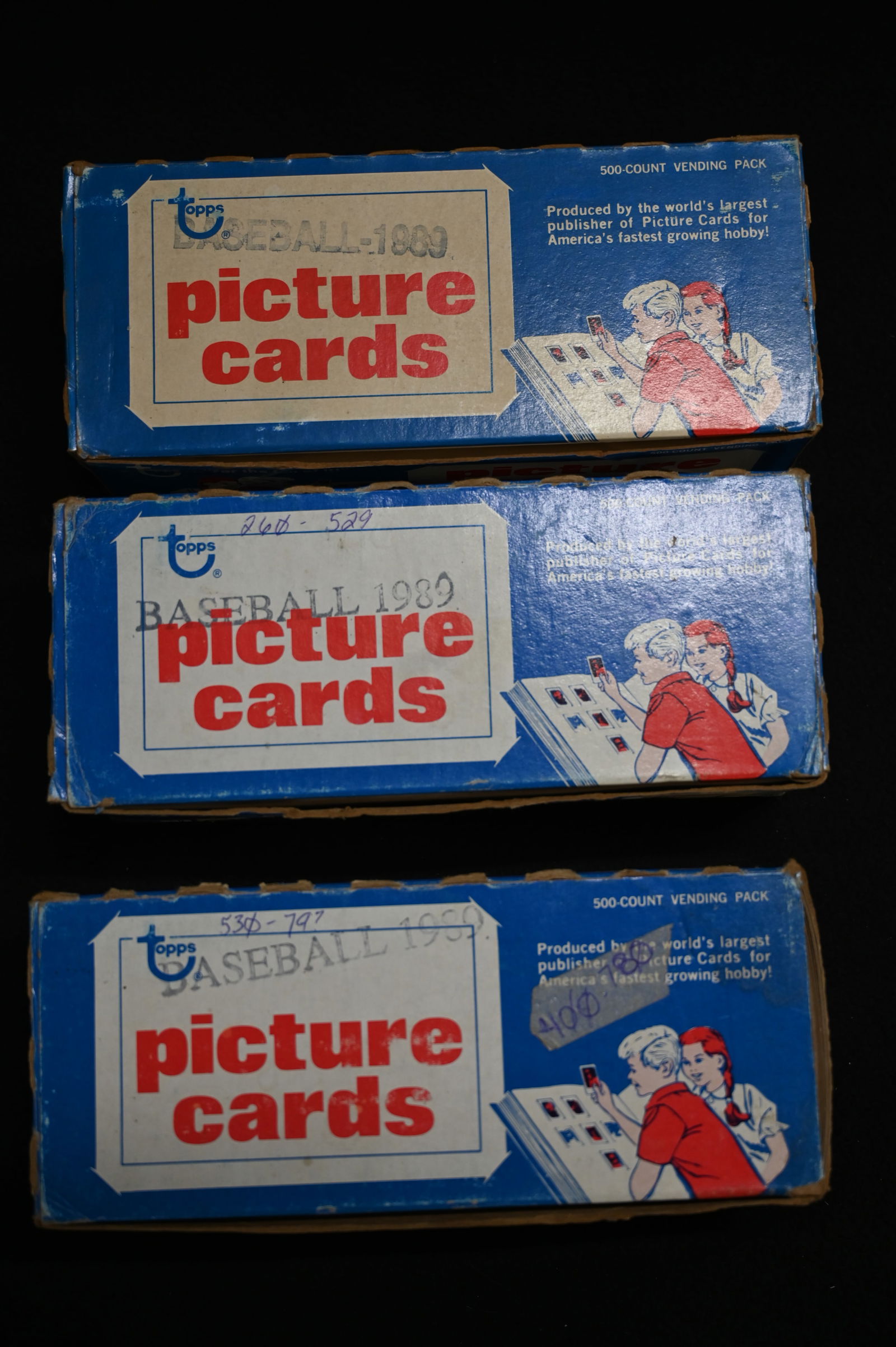 1500 Topps 1989 Baseball Cards is 3 Vintage Picture Cards Boxes. (1 of 4)