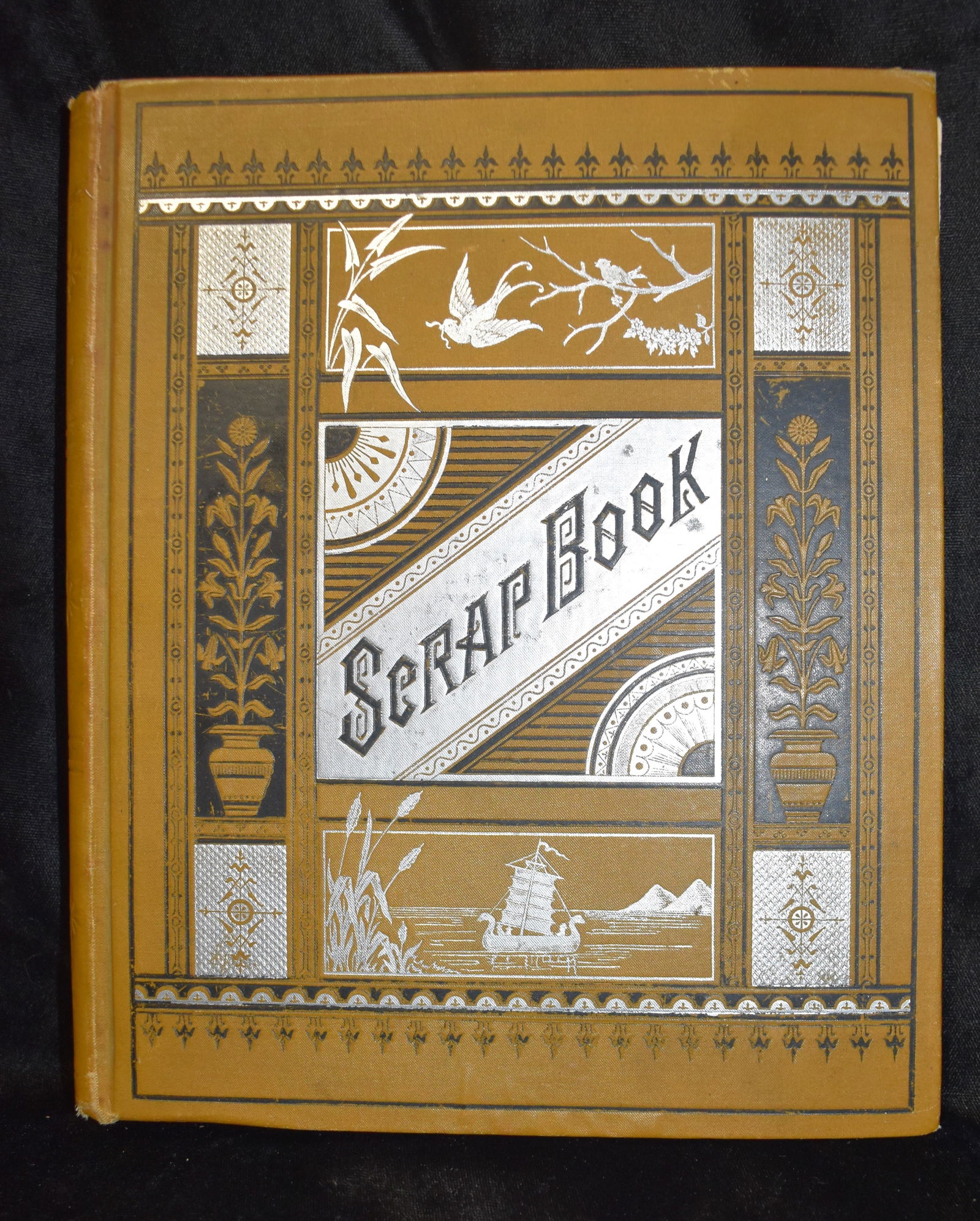 1870's Scrapbook Loaded with Lithographs/Chromolithographs: 1870's Scrapbook Loaded with Lithographs/Chromolithographs. A very fun scrapbook made and put together circa 1870's. It appears to have been assembled in or near St Louis, Missouri based on newspaper